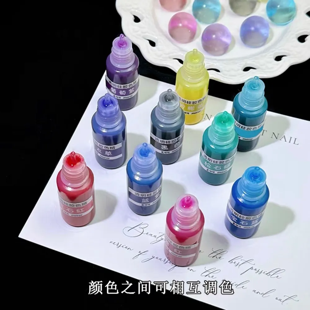 10 Colors Transparent Silicone Color Dye for Squishy Silicone-10g Each — photo 5