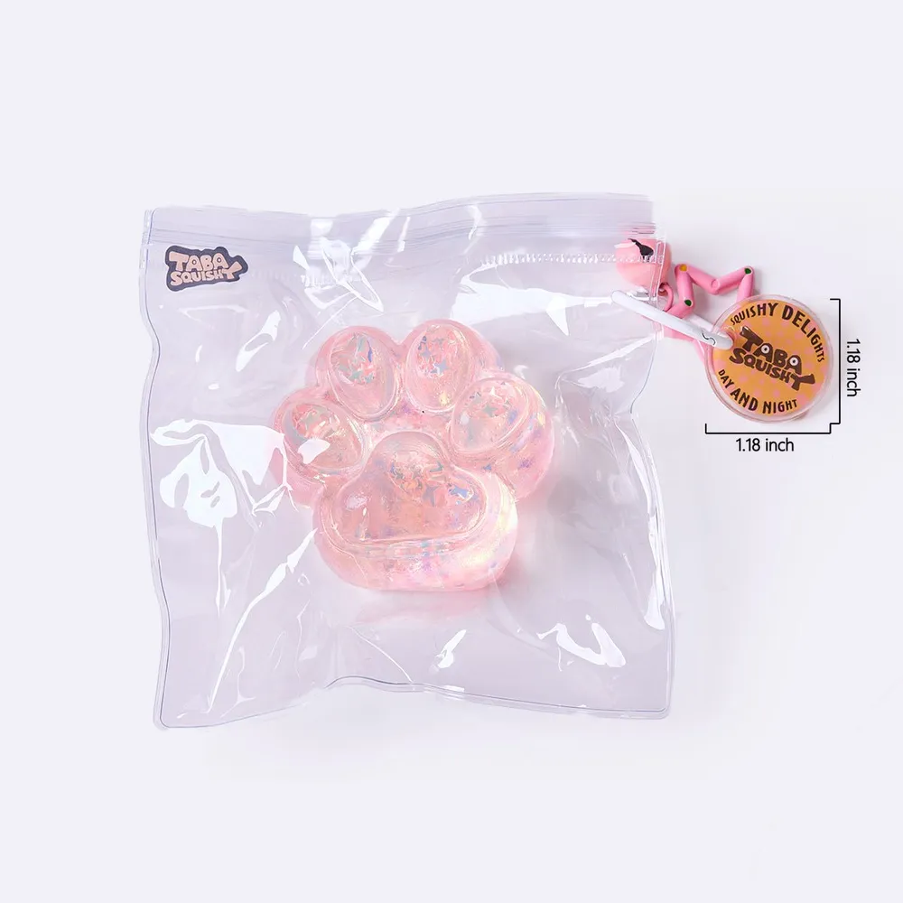 100g Blingbling Transparent-pink Paw Taba Squishy — photo 6