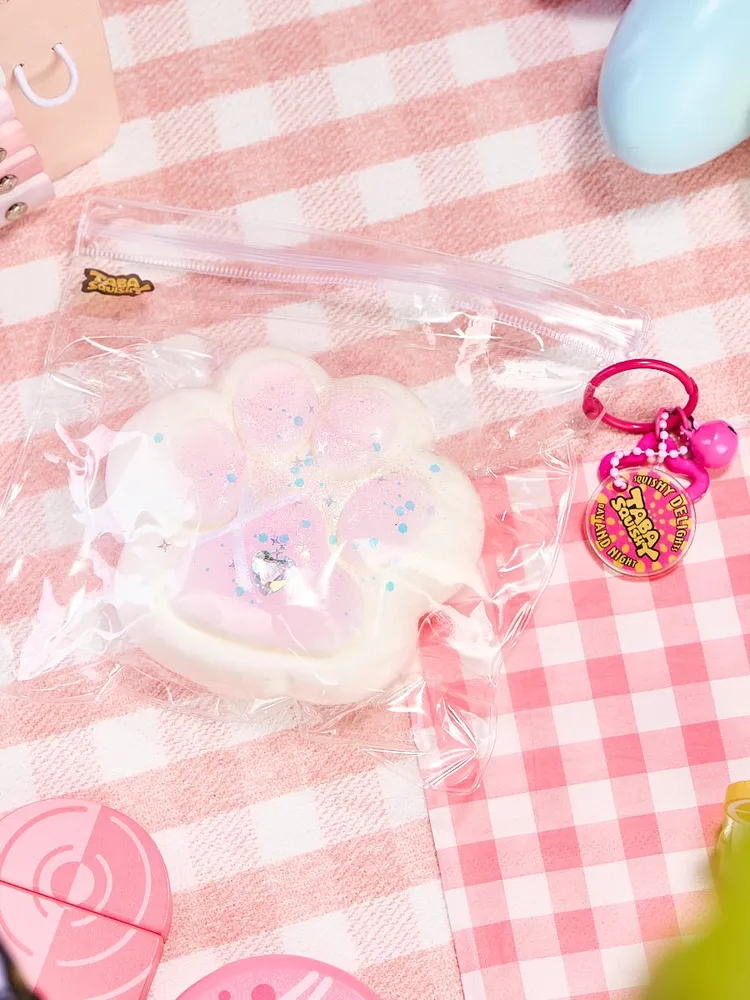 Big Bling White-pink Paw Taba Squishy — photo 5