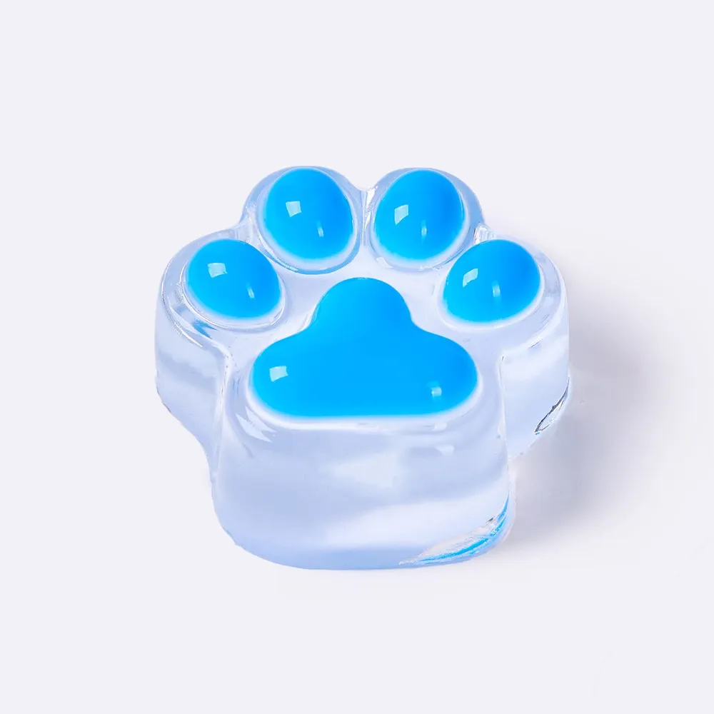 Clear Neon Blue Paw Taba Squishy