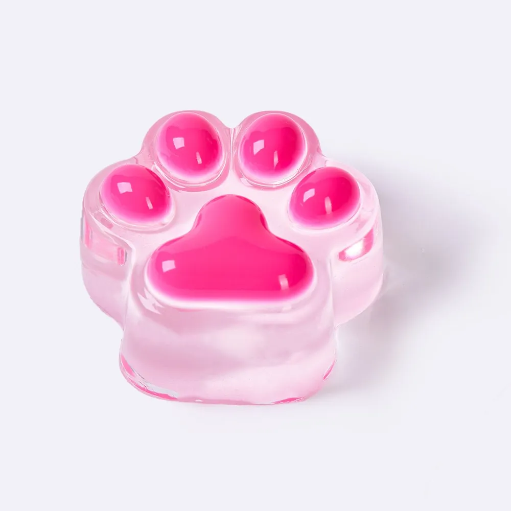 Clear Neon Fuchsia Paw Taba Squishy