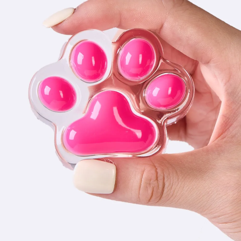 Clear Neon Fuchsia Paw Taba Squishy — photo 3