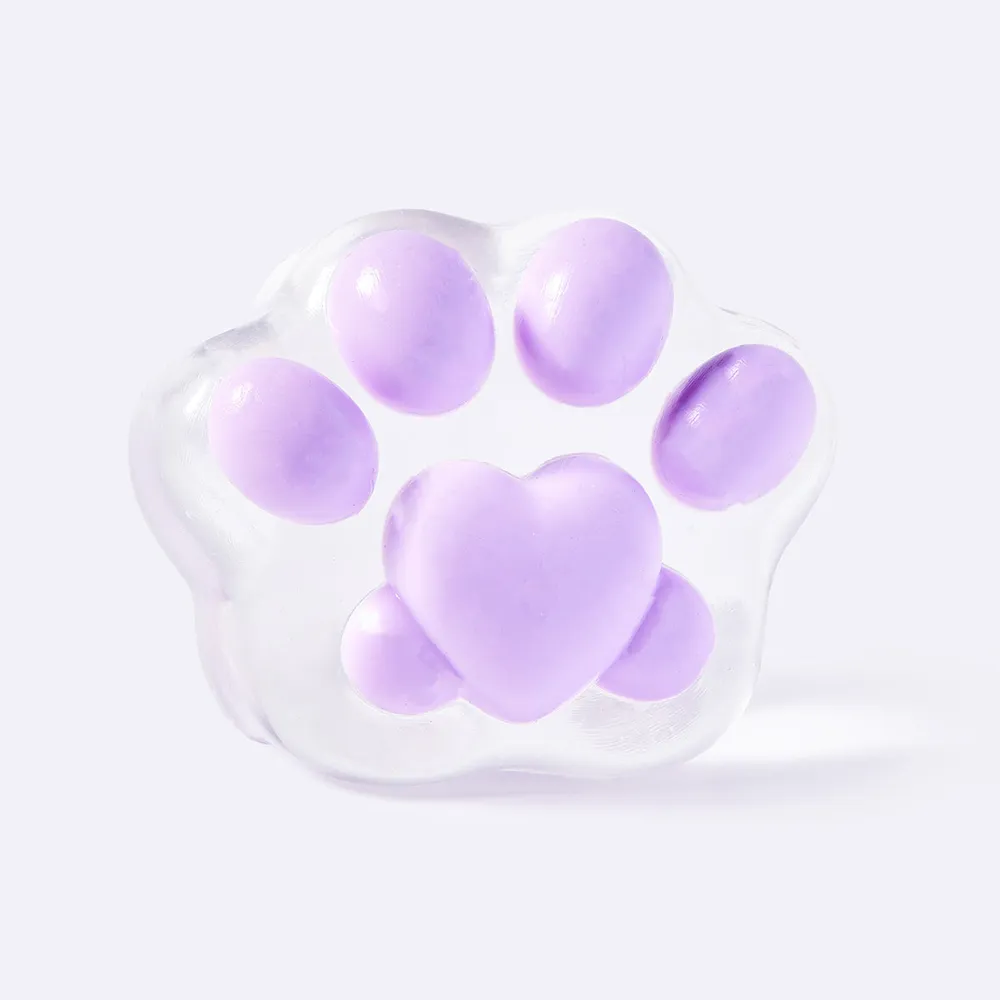 Clear Purple Heart Cat Paw