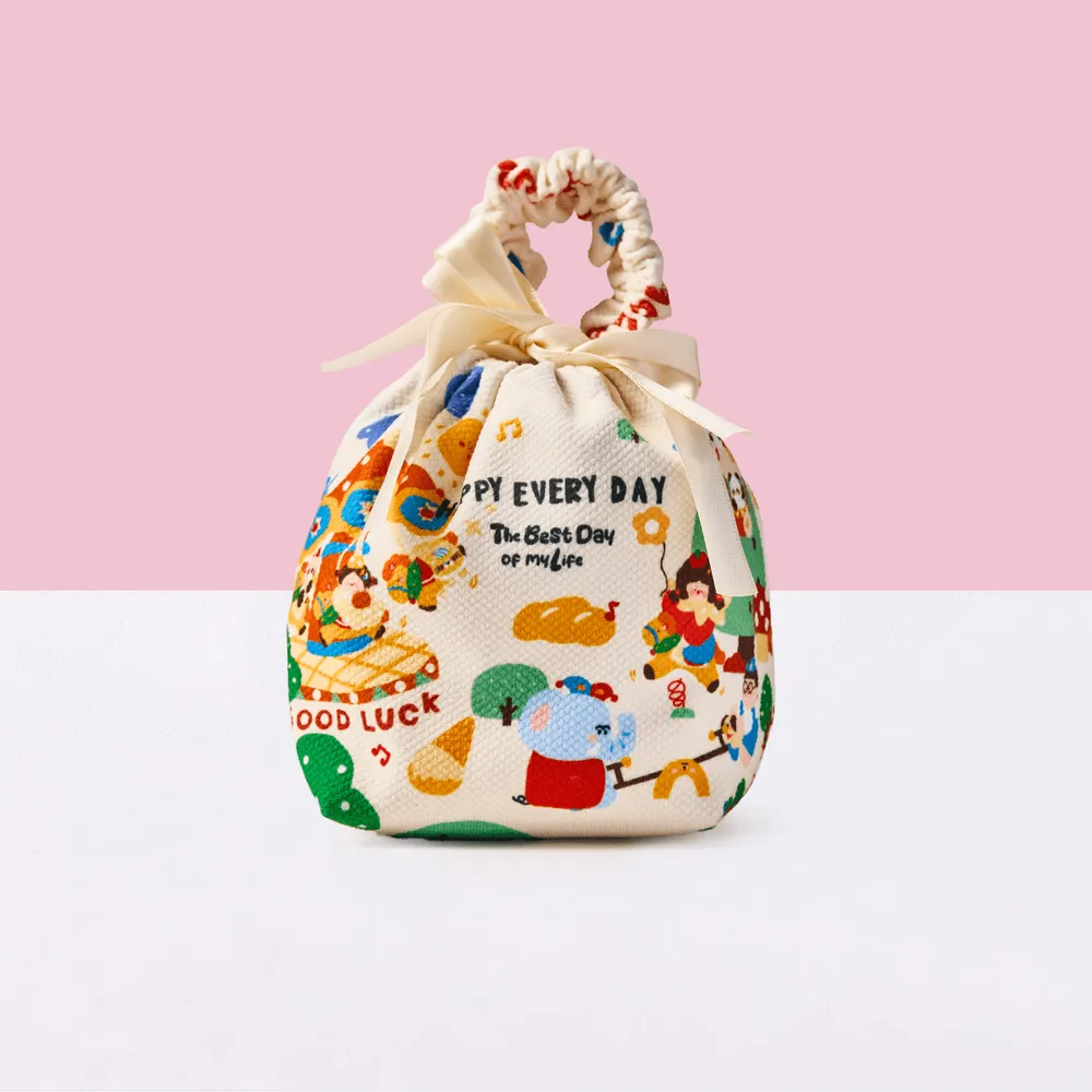 Colorful Circus Linen Drawstring Wrapping Gift Bag