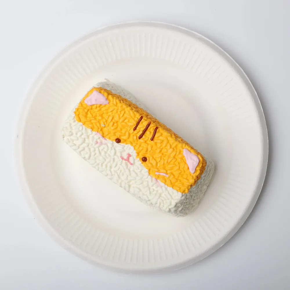 【CT160】Brown Tabby Cat Long Rice Ball Squishy Toy — photo 5