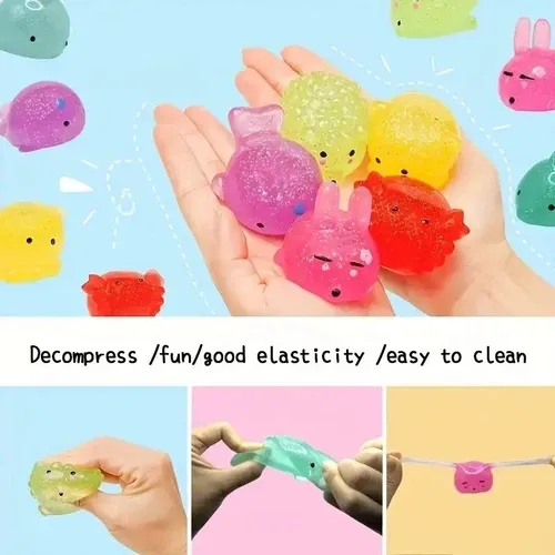 Jumbo Glitter Animal Mochi Squishy 8-Piece Set