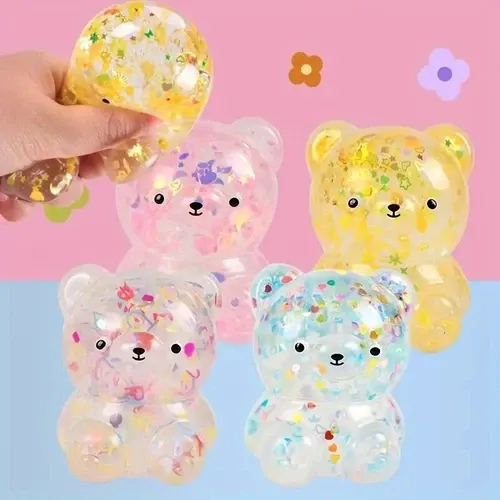 Jumbo Glitter Bear Squishy Mochi 4-Piece Set