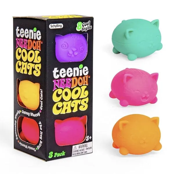 Nee Doh Cool Cats Squishy Fidget Stress Ball Toys Colors Ship Assorted