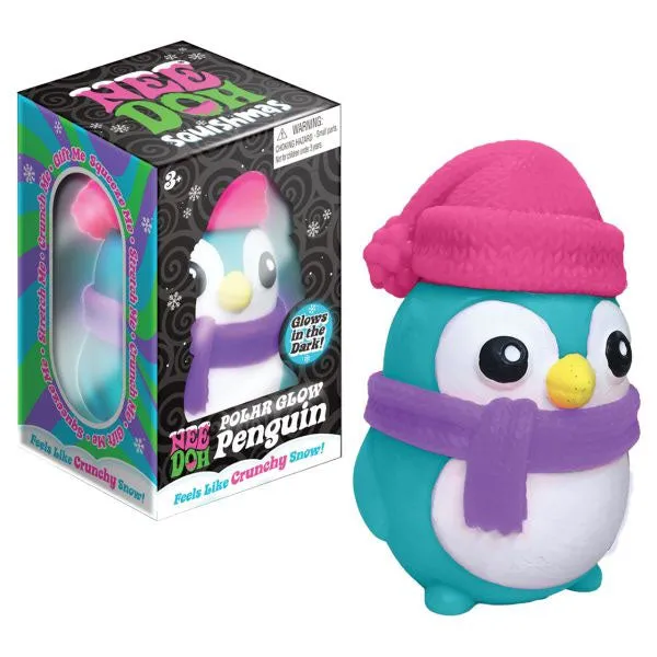 Nee Doh Polar Glow Penguin Crunchy Glow-In-The-Dark Fidget Toy