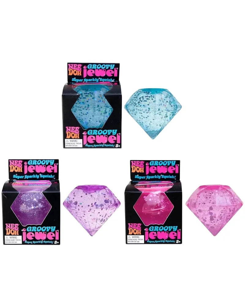 NeeDoh Groovy Jewel Squishy Fidget Toy Set of 3 Purple/ Blue/ Pink