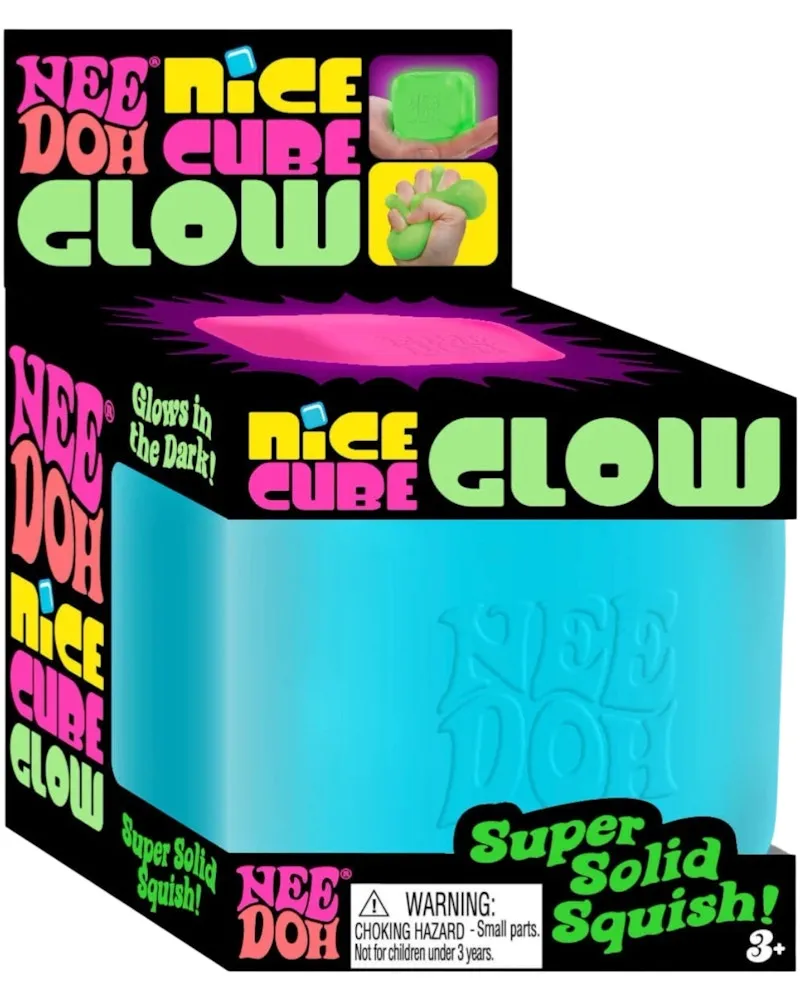 NeeDoh Nice Cube Glow Squishy Fidget Toy Blue