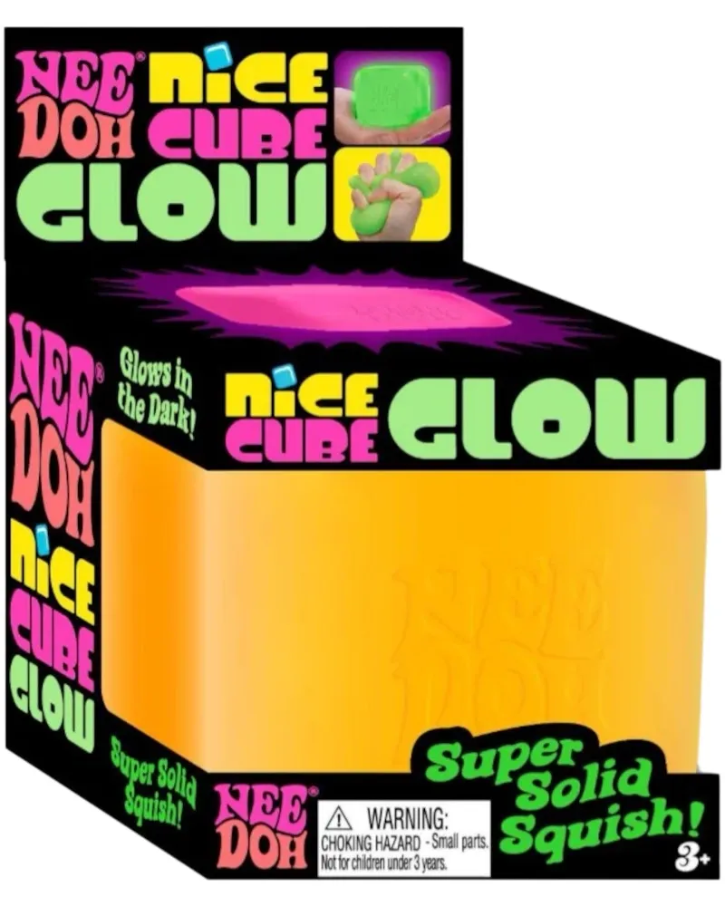 NeeDoh Nice Cube Glow Squishy Fidget Toy Orange