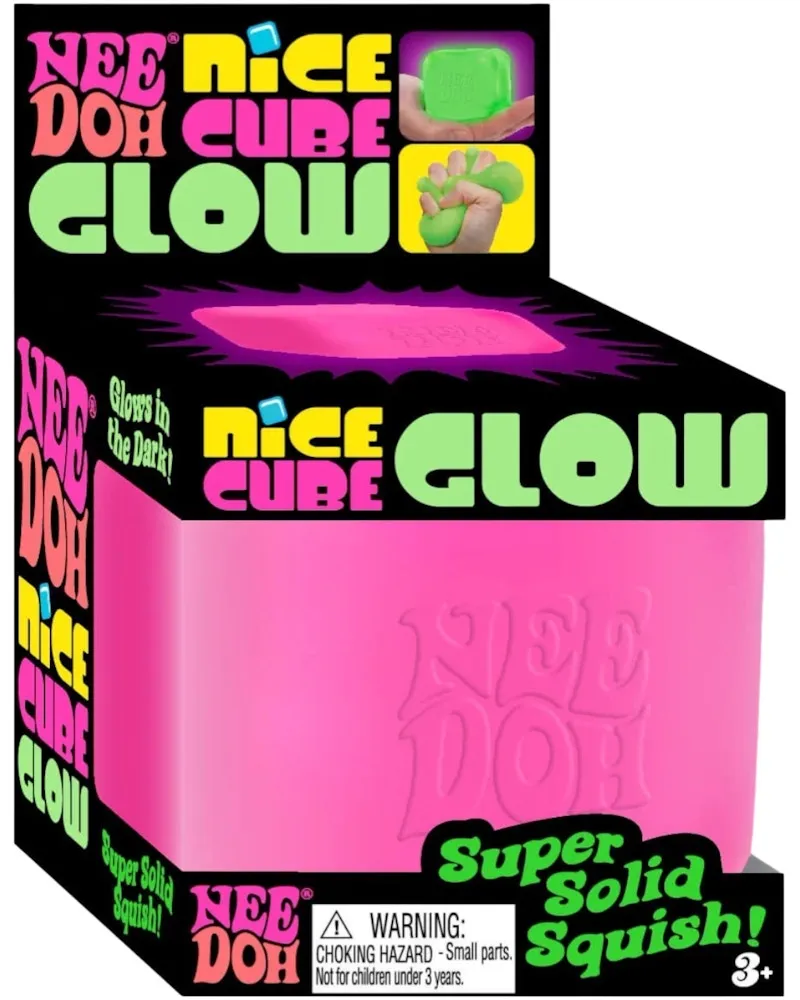 NeeDoh Nice Cube Glow Squishy Fidget Toy Pink
