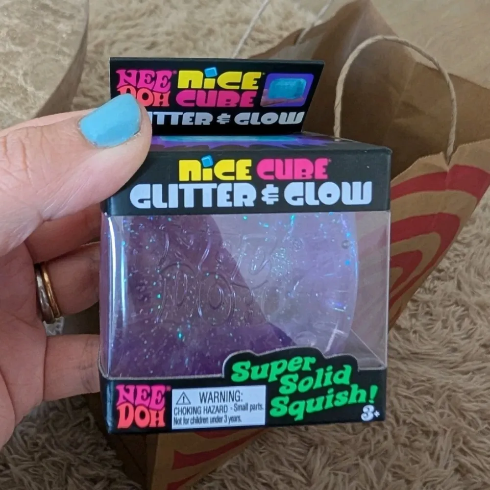 NeeDoh Nice Cube Glow Squishy Fidget Toy Purple