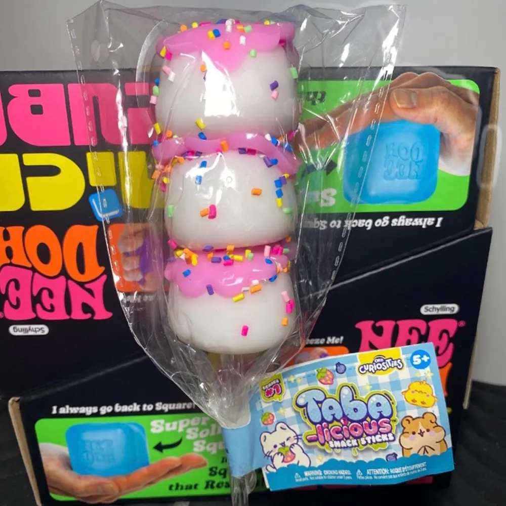 ORB Curiosities Pink White Mochi On Stick Squishy
