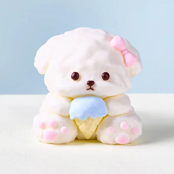 SqueezeSquad Taba Deluxe Premium Silicone Squishies Fidget Toy - Dog w/ Ice Cream Cone