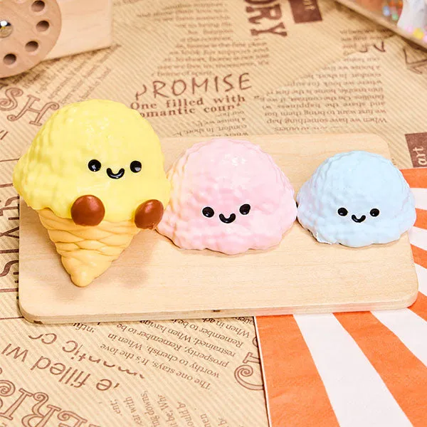SqueezeSquad Taba Deluxe Premium Silicone Squishies Fidget Toy - Triple Ice Cream Cone