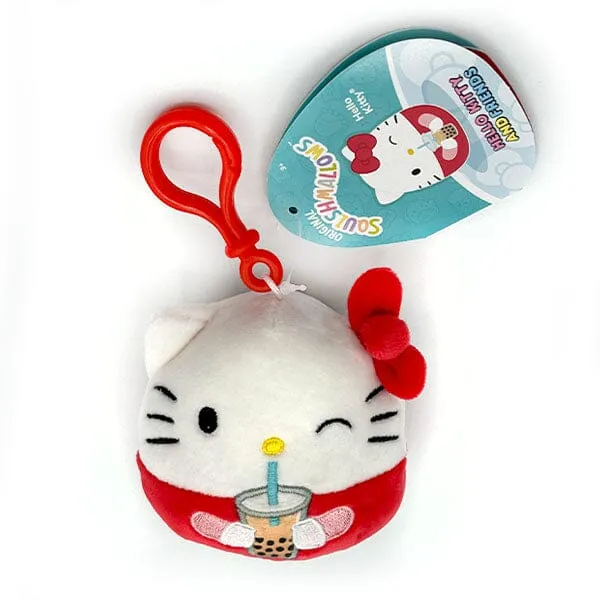 Squishmallows Plush Toy 3.5" Bag Clip Best Of Sanrio Squad - Hello Kitty In Red
