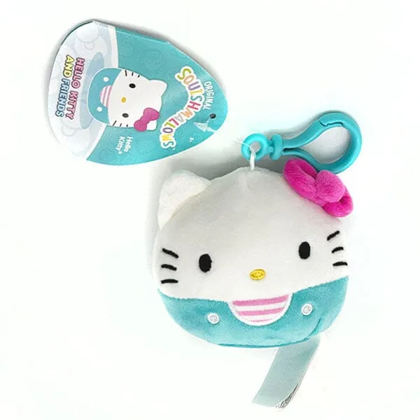 Squishmallows Plush Toy 3.5" Bag Clip Best Of Sanrio Squad - Hello Kitty In Teal
