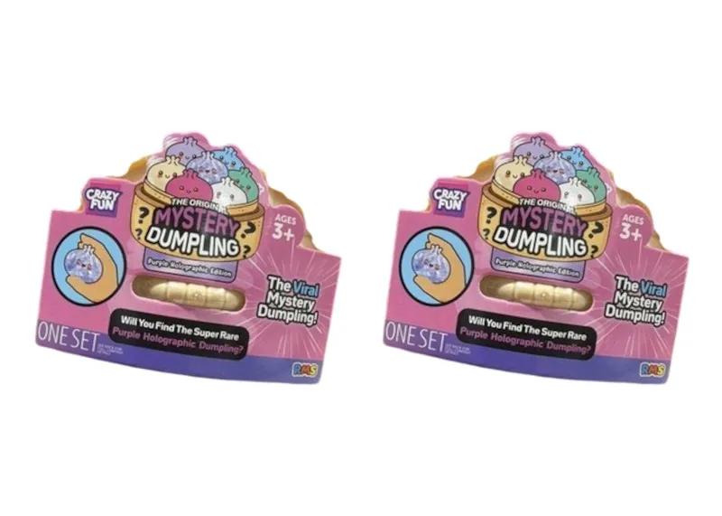 Squishy Bun Holographic Mystery Squishy "Dumpling" (Purple Holographic Glitter Chase Version) Blind Box 2x Lot