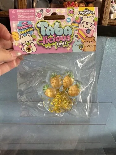 Small Clear Pineapple Gold Glitter Paw Squishy