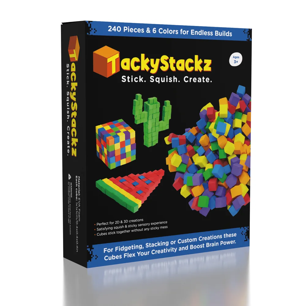 TackyStackz Sticky Squishies Fidget Cubes - Includes Storage Box