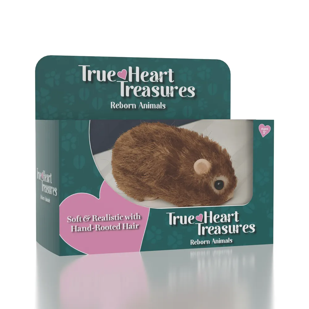 TrueHeart Treasures Reborn Animals: Hazel The Hamster Realistic Mini Silicone Newborn Hamster Baby