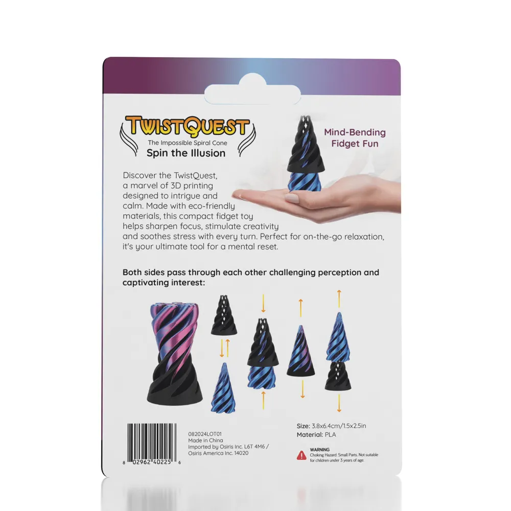 TwistQuest 3D Printed Fidget Spiral Cone Toy Multiple Colors — photo 3