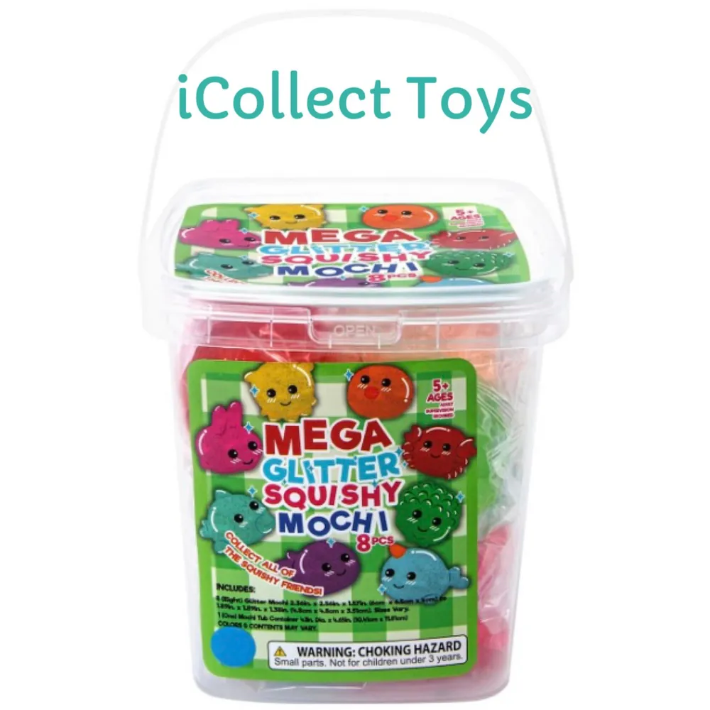 VIRAL Squishy Mega Glitter Mochi Squishies Bucket